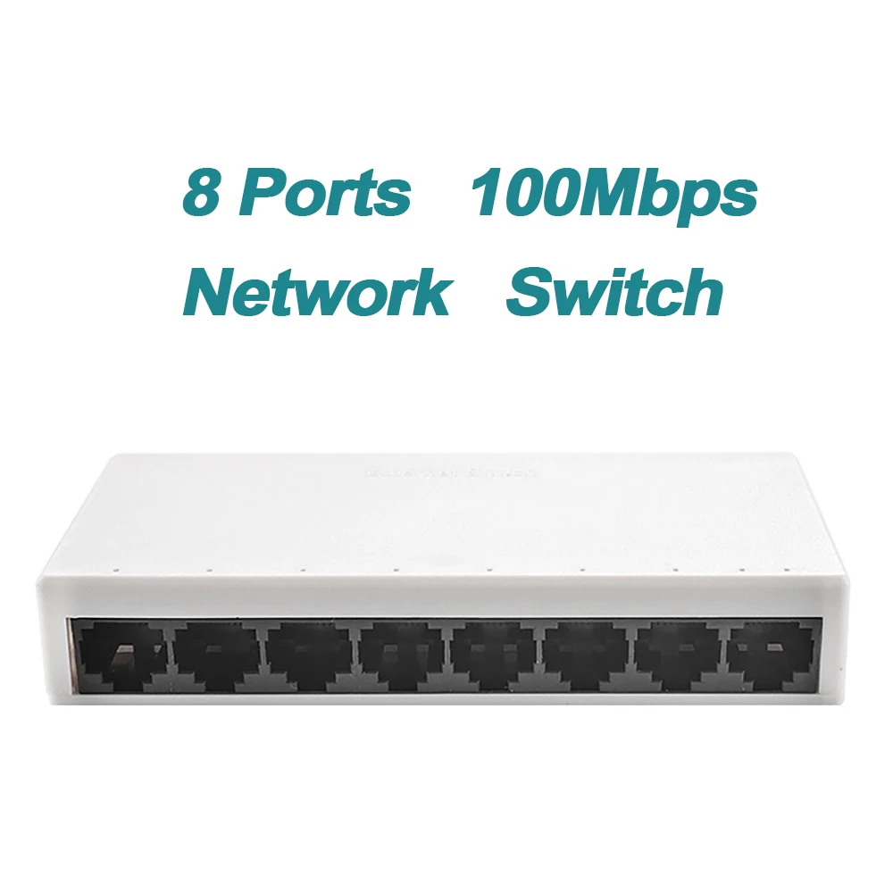 Compact EU Plug Ethernet Switch – Fast 5/8-Port Network Splitter