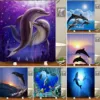 Ocean Shower Curtain Liner,Sea Theme Shower Curtain with 12 Hooks, Washable Dolphin Waterproof Shower Curtain for Bathroom Decor 1