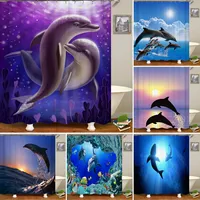 Ocean Shower Curtain Liner,Sea Theme Shower Curtain with 12 Hooks, Washable Dolphin Waterproof Shower Curtain for Bathroom Decor 1
