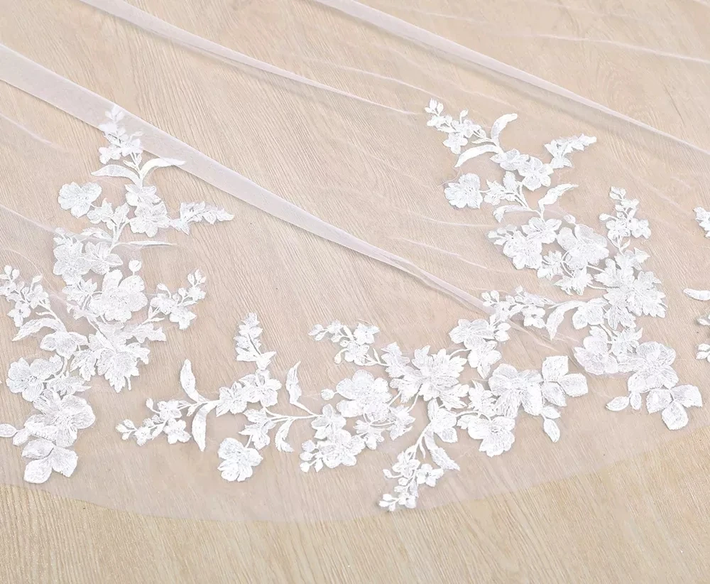 3m 4m 5m One Layer Wedding Veil With Comb White Lace Edge Bridal Veils Ivory Appliqued Cathedral Wedding WED VEIL bridal veil