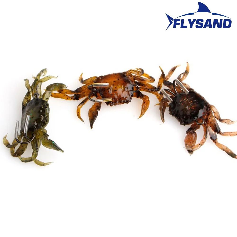 FLYSAND Bionic Crab Silicone Soft Bait Artificial Lifelike Sharp Hook Fishing Lure Freshwater Fish Jig Head Baits Fishing Tackle