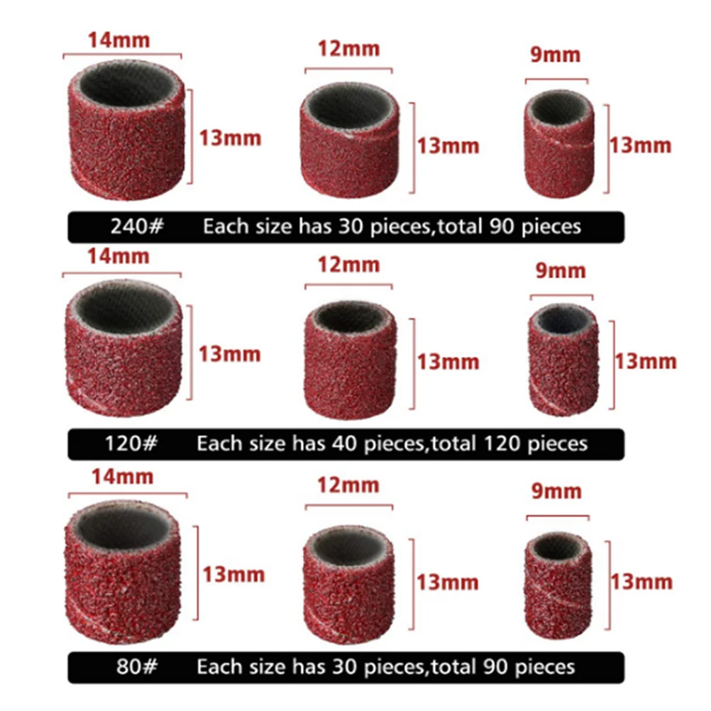 307pcs SandpaperTube Mandrel Ring Rubber Grinding Set Emery Circle Polishing Simple Papers Electric