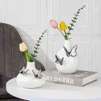Ceramic Vase Embossed Butterfly Cartoon Butterfly Flower Vase Floral Arrangement Accessories Home Decoration Accessories 1