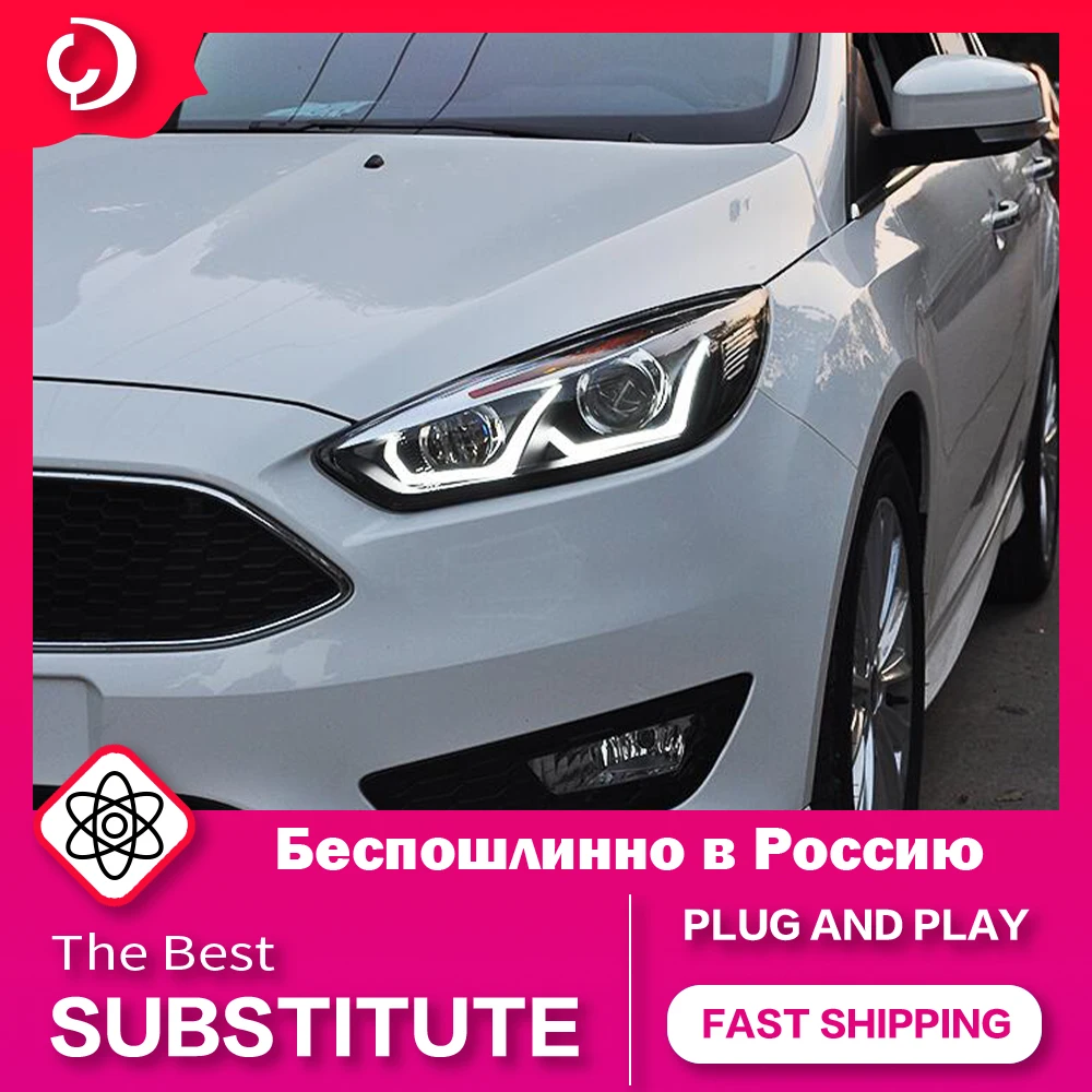 

Фары для Ford Focus 2015-2018, стиль «ангельские глазки»