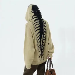 Y2k Sweater Graphic Print Slouchy Hooded Sweaters For Men In Winter Knit Sweater Retro Sweater Trendyol Top Harajuku Streetwear