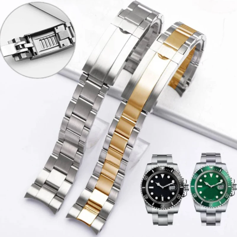 

Ремешок из нержавеющей стали 904L для часов Rolex SUBMARINER DAYTONA SUP GMT, мужской, с тонкой настройкой, с застежкой-кнопкой, 20 мм, 21 мм, цепочка для часов