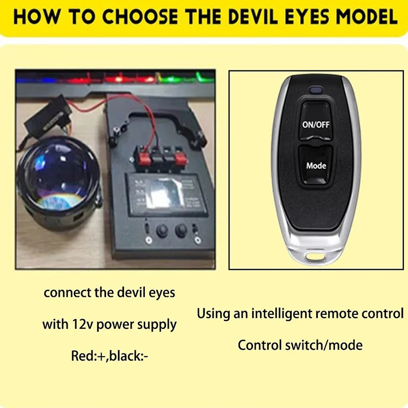 2025 12V Dynamic Devil Eyes LED Car Lights Remote Control Eyes Retrofit Kits Headlight Assembly Auto Accessories Bi Led Lenses