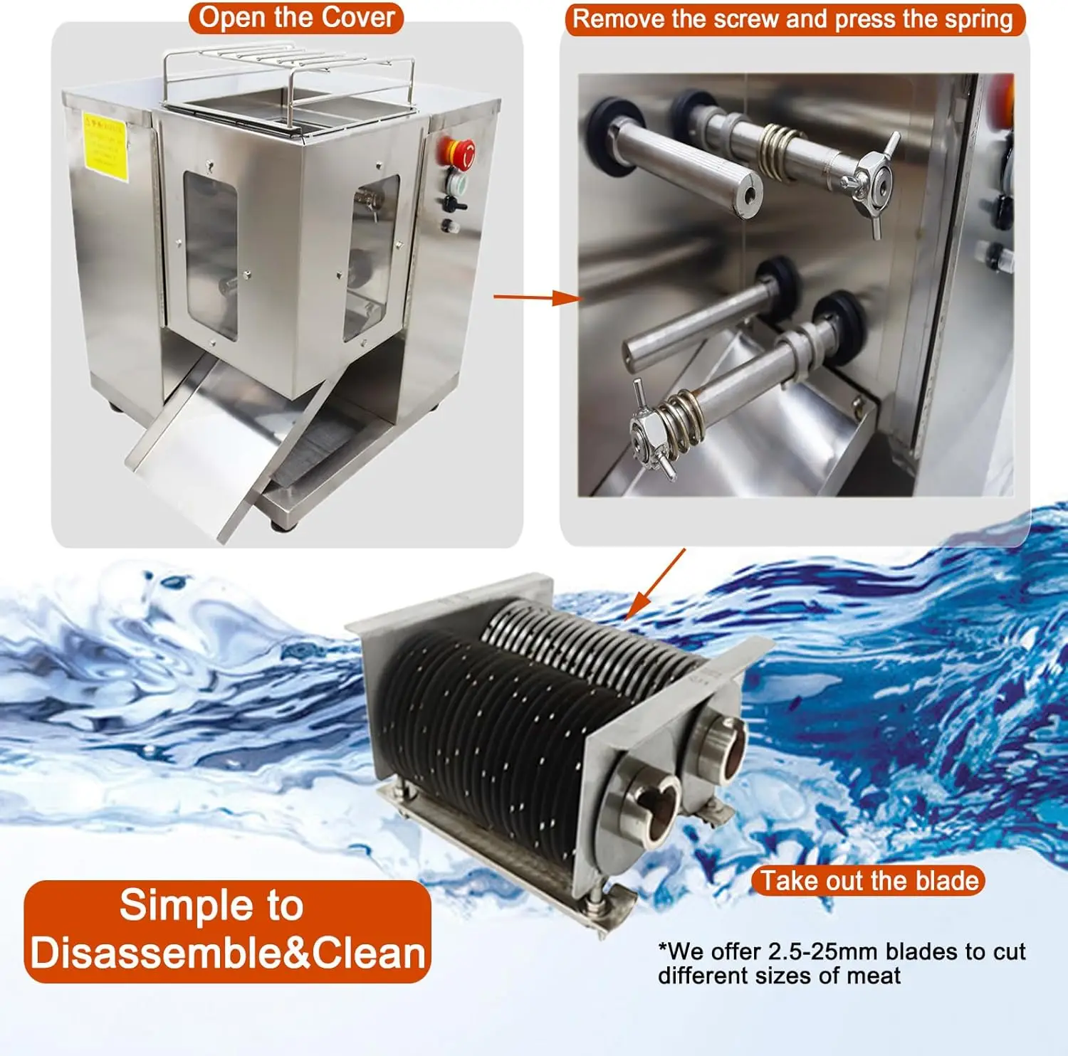 Haywhnkn Commercial Meat Cutter 7Mm Blade Meat Cutting Machine Slicer For Meat Silice/Shredded Meat Double Blade&Motor 4