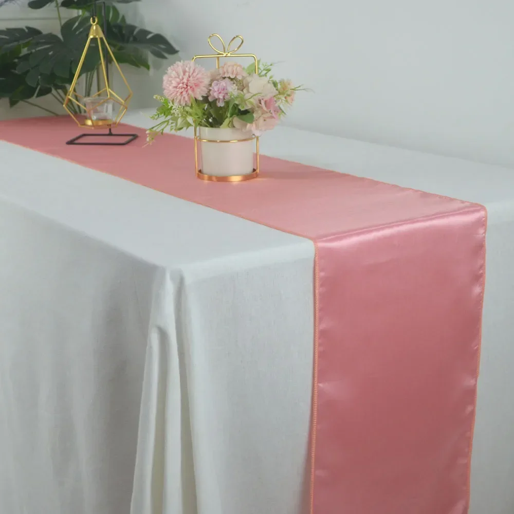 Shiny Satin Table Runner For Wedding Banquet Decoration Cloth Ribbon Table Flags Christmas Birthday Party Restaurant Table Cover 4