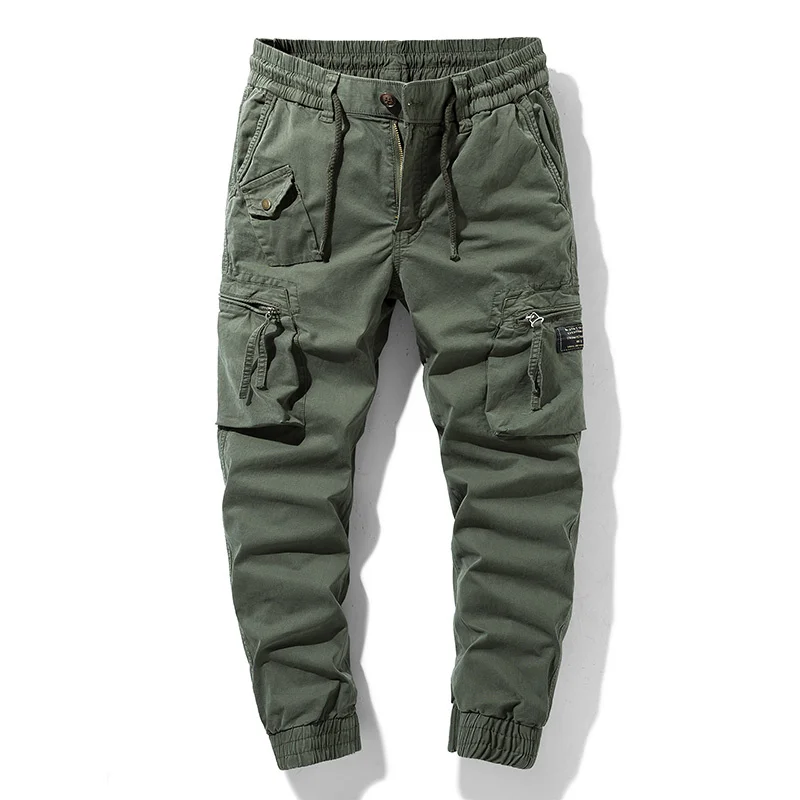 

2024 New Spring Men's Cotton Cargo Pants Clothing Autumn Casual Fashion Elastic Waist Quality Pantalones Tipo Men