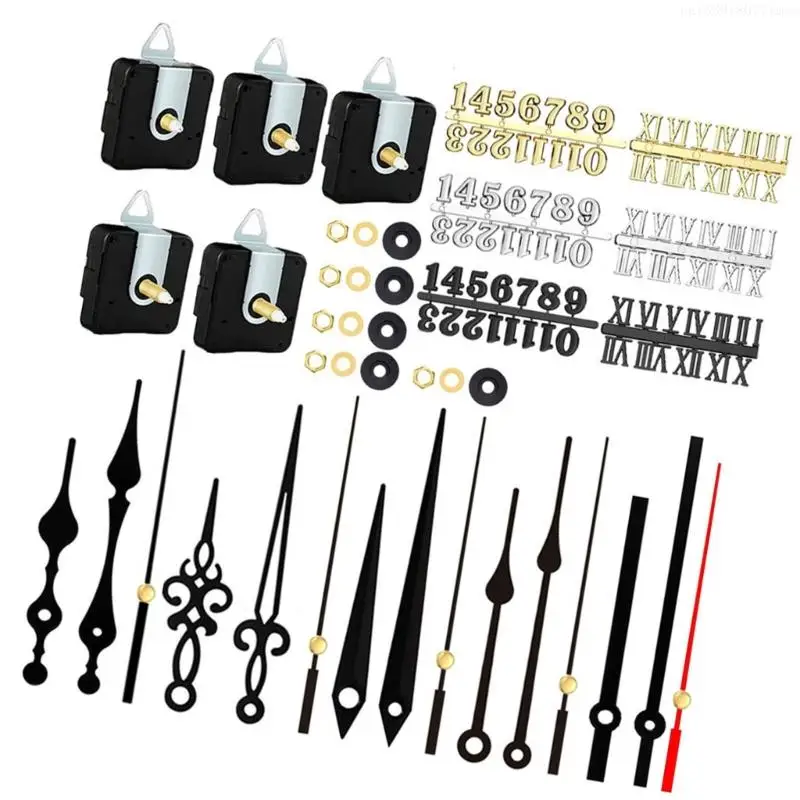 Quiet Quartzs Clock Motor Replacement Parts for Home and Office 5Pcs Clock Movement with Hands and Clock Numerals Kits R7UB 2