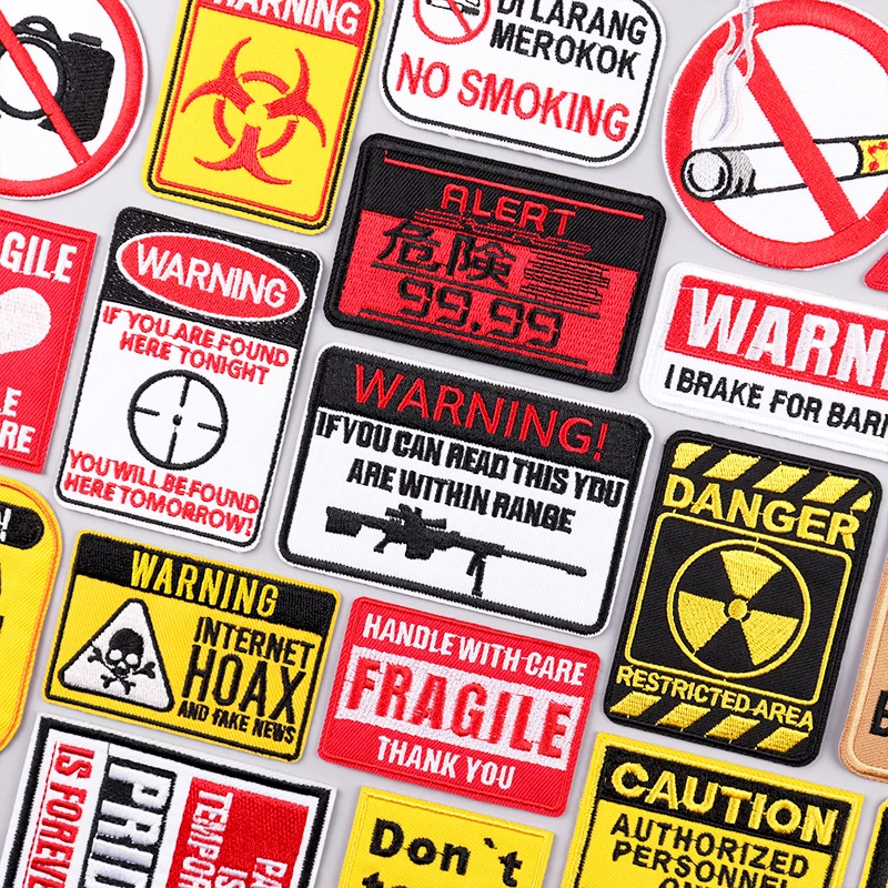 

Warning Embroidery Patch Iron On Patches For Clothing Danger Prohibit Sign Embroidered Patches For Clothes Nuclear Marker Badges