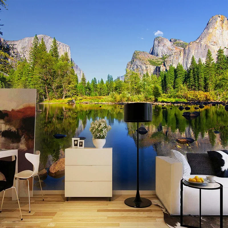 HD Lake Landscape Nature Wallpaper Living Room Dining Room Interior Cozy Decor 3D Mural Classic Non-Woven Eco-Friendly Wallpaper