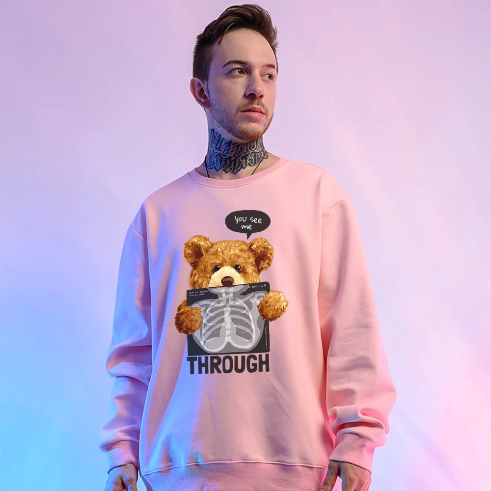 

You See Me Through Prints Cotton Man Sweatshirt Comfortable Softsweatshirt Simple Loose Sportswears Comfortable Hip-Hop Pullover