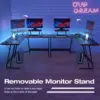 L Shaped Gaming Desk Computer Corner Desk PC Gaming Desk Table with Large Monitor Riser Stand  (Black, 51 Inch) 4