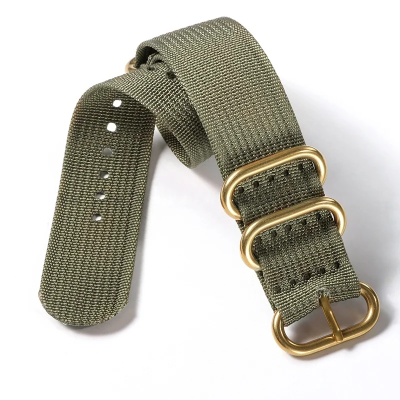 Versatile Ribbed Nylon Watch Strap with Silver, Black, and Gold Ring Buckle