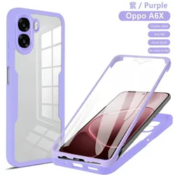 360° Shockproof Transparent Phone Case with Built - in Screen Protector and Anti - Drop Bumper Cover for Realme Note 70 (QCQBG purple)