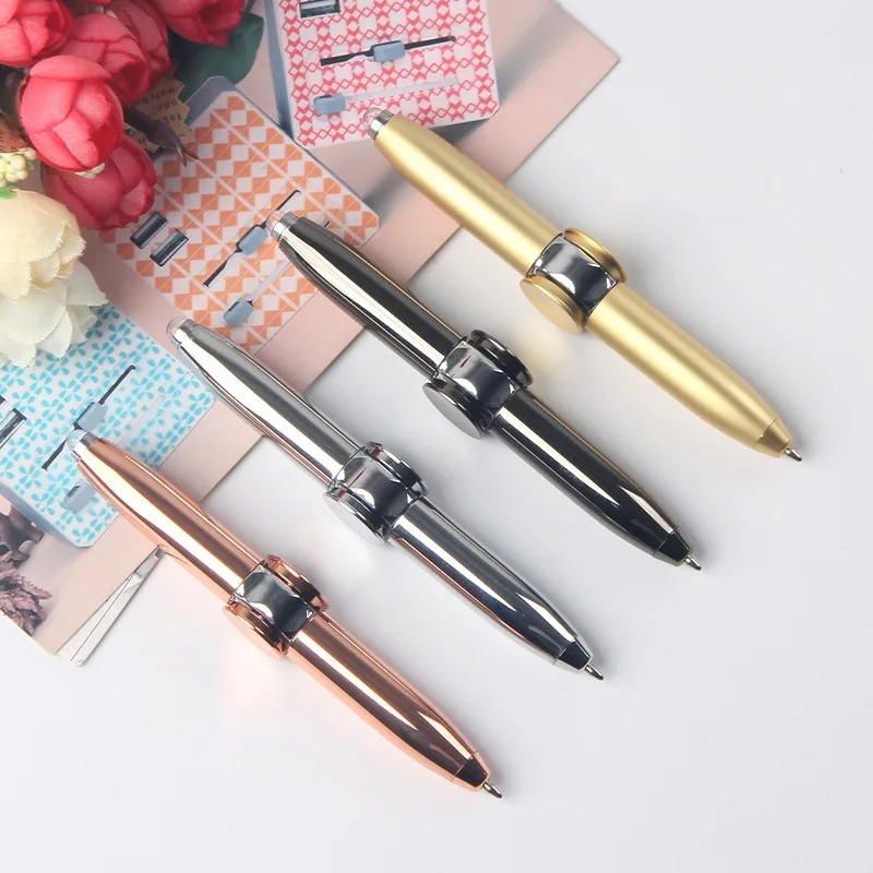 Creative Multi-Function LED Pen Spinning Decompression Gyro Metal Ballpoint  Pen Fashion Office School Supplies Writing Pens 6