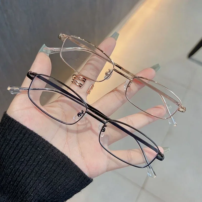 Metal Frame Glasses Y2K Harajuku Retro Small Square Frame Women Clear Reading Spectacle Blue Light Blocking Eyewear