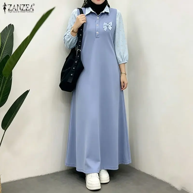 فستان عباية نسائي مسلم طويل من zanzea، بتصميم أزرار نصفية وياقة وأكمام منفوخة وتطريز، فستان طويل أنيق وعصري للمحجبات. 4 فستان عباية نسائي مسلم طويل من ZANZEA، بتصميم أزرار نصفية وياقة وأكمام منفوخة وتطريز، فستان طويل أنيق وعصري للمحجبات. 4