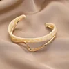 Luxury Fashion Simple White Shellfish Board Bend Metal Geometric Overlap Opening Bangle Bracelet Women Jewelery Pulseras Mujer 3