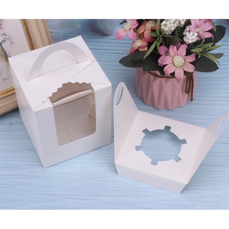 Confezione Da 12 Pezzi Confezione Da 12 Scatoline Trasparenti Per Cupcake Singoli: Contenitori In PVC Per Alimenti, Con Inserti E Nastri Scatole Per Cupcake