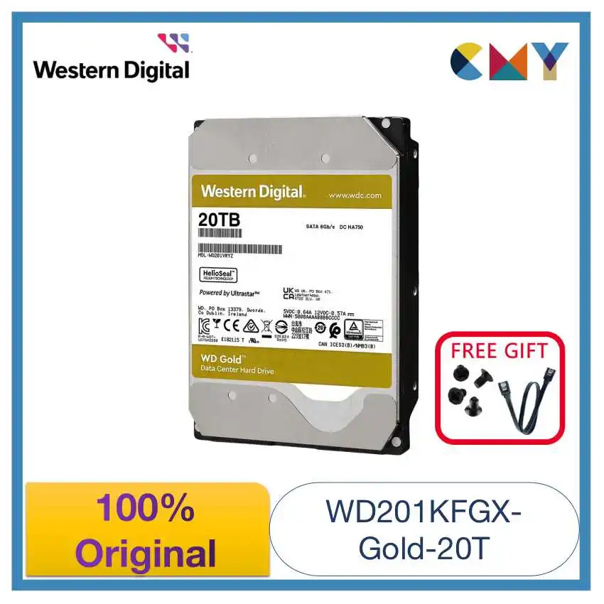

100% Original Western Digital WD Gold 20TB 3.5 HDD Enterprise Internal Hard Drive SATA 7200 rpm WD201VRYZ