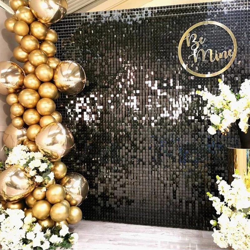 Shimmer Sequin Party Backdrop Curtain 3500pc Metallic Foil Fringe Birthday Wedding Wall Decoration Photo Zone Booth Glitter gold