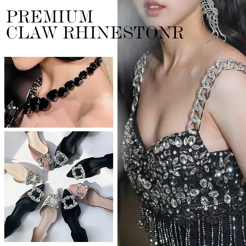 50 teile/paket Mix Form Glas Kristall Klaue Strass Aufnähen Flatback Strass Für DIY Kleidungsstück Schuhe Tasche Handwerk Dekorationen – Detail 7