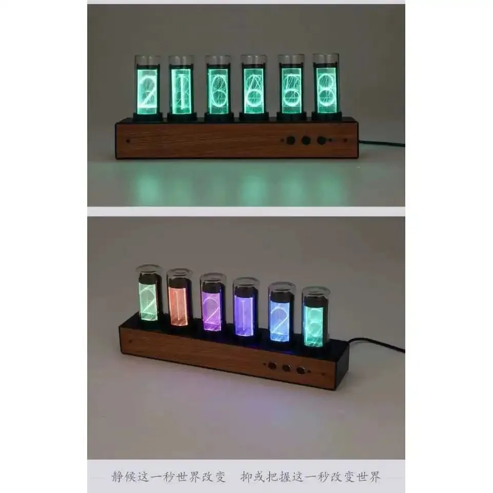High quality Gixie Glow light analog Tube Clock Retro LED Color Discoloration Clock Creative Home digital clock