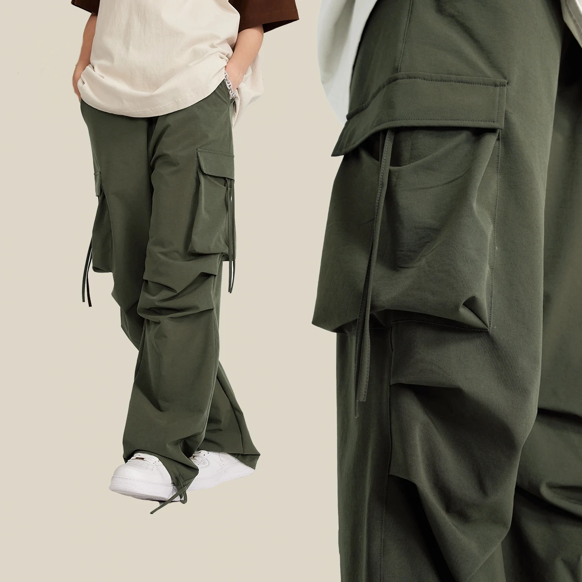 

Hiphop Leader Logging Oversized Cargo Canvas Sports Pants Men Vintage Outdoor Kanye West Military Army Harem Women New