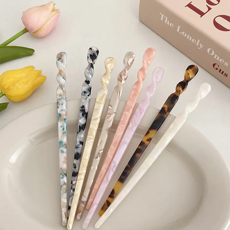 New Chinese Style Hair Sticks Vintage Acetate Resin Chopstick Women Hairpins Clip Pin Headwear Wedding Jewelry Accessories 2022