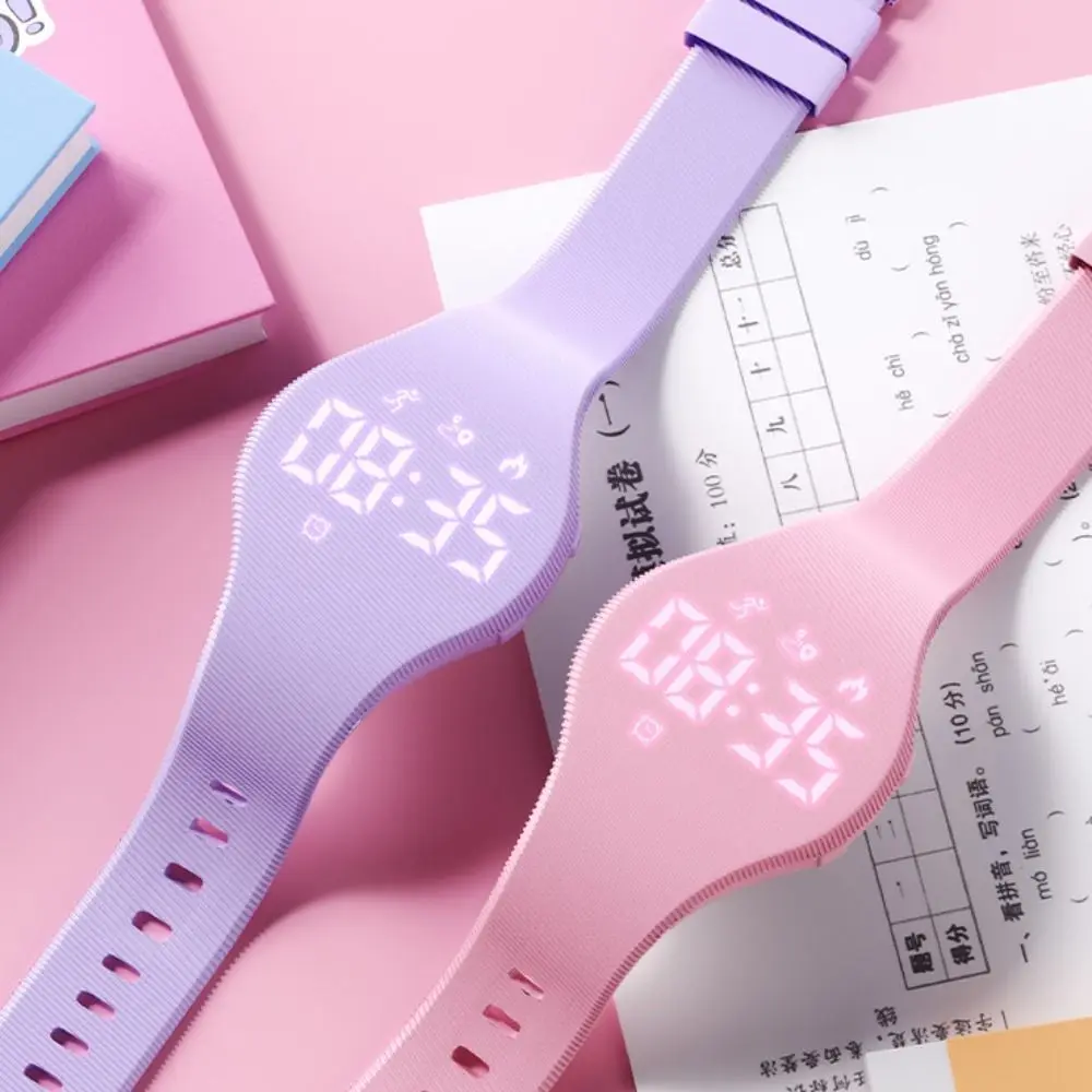 Waterproof Kids LED Digital Silicone Wristband with Vibrating Alarm and Rechargeable Battery