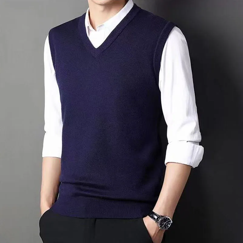 Fashion-Men-Solid-Warm-Sweater-Vest-Spring-Autumn-New-Business-Casual ...