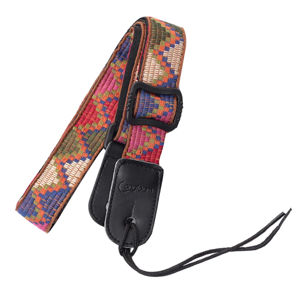 

Cotton Extra Wide Acoustic Guitar Ukulele Strap Leather Adjustable Shoulder Strap Belt with Print for Kid Wood Guitar Bass