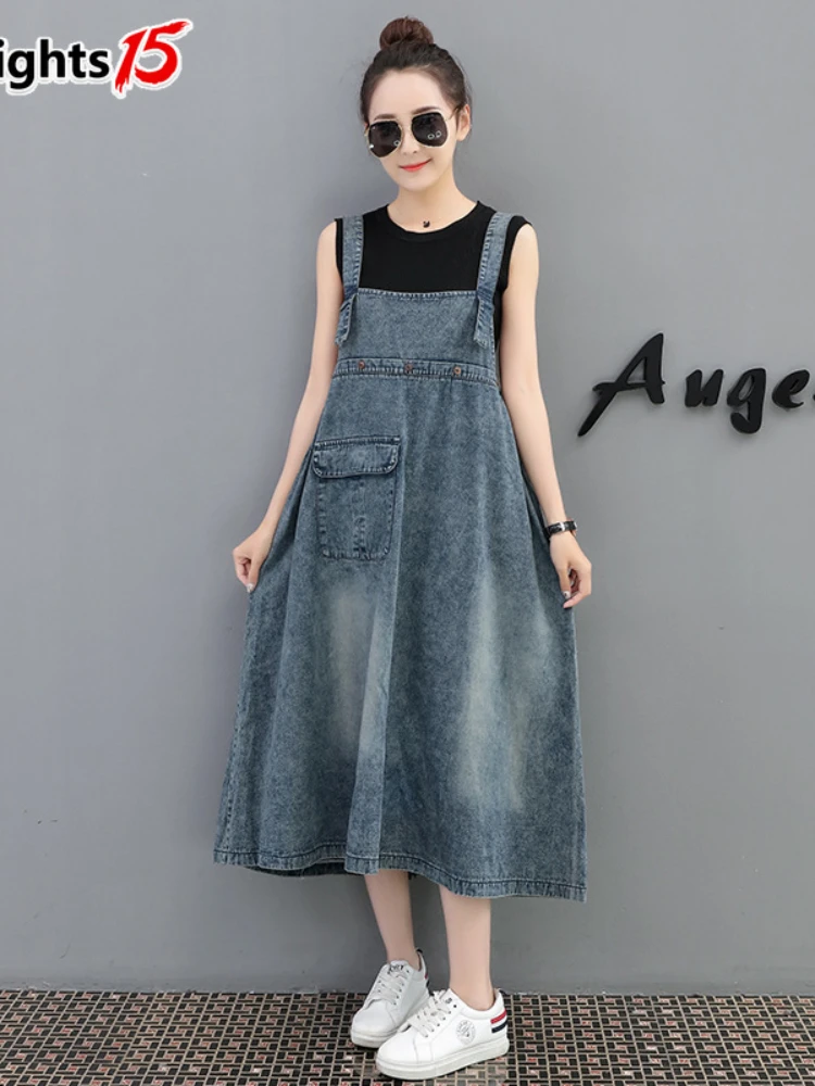 Korean Fashion Long Denim Dresses | Korean Long Women Denim