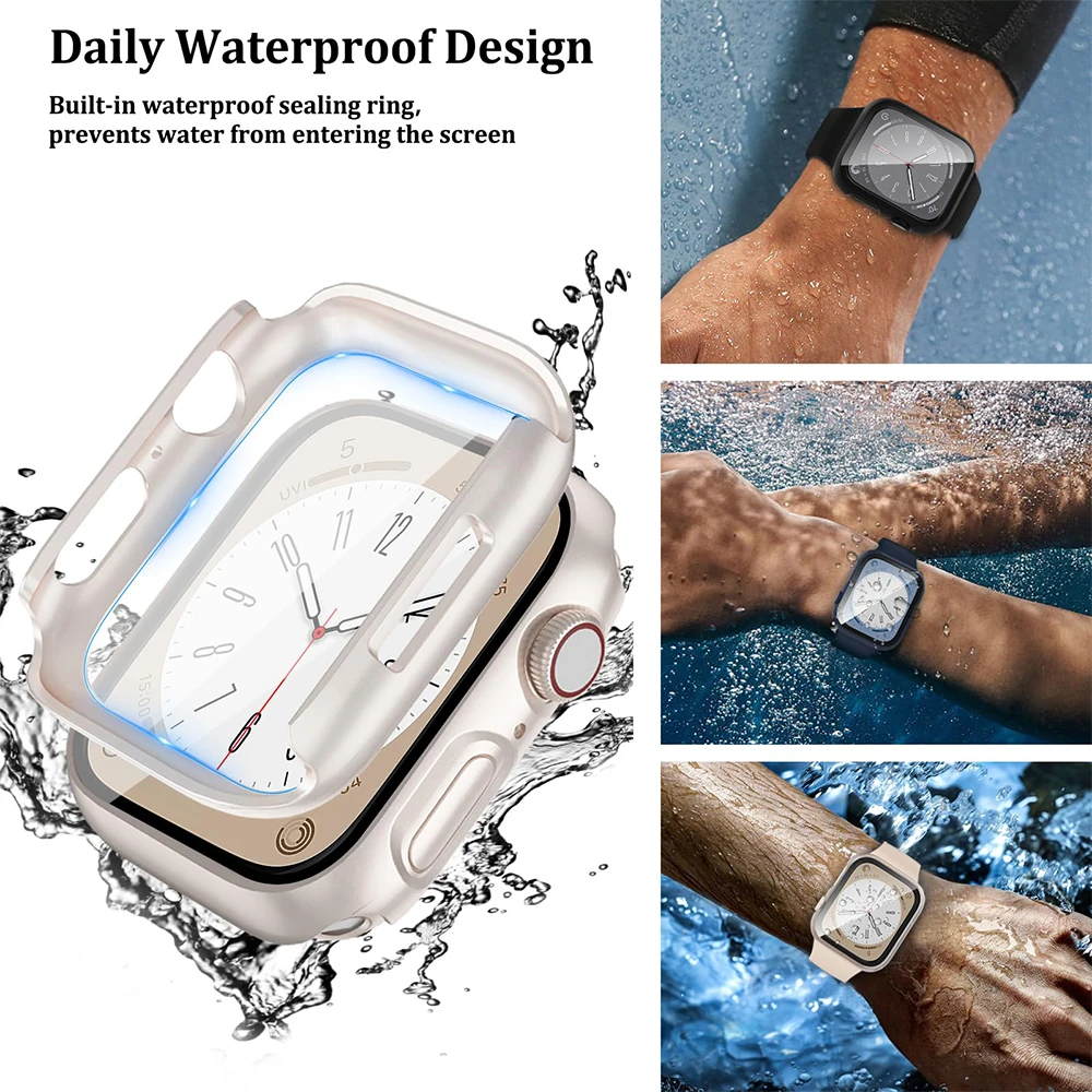 Durable Glass Cover for Apple Watch - Screen Protector & Case Combo