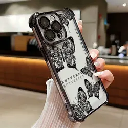 Elegant Butterfly Black Purple Plating Anti - Fall Phone Case - Samsung S22 Plus 5G (DDB - 263DD66335A1)