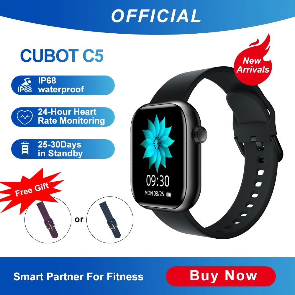 Cubot C5 5atm Waterproof Smartwatch Heart Rate Calorie Monitor Touch  Fitness Tracker Sport Smart Watch For Men Women Android Ios - Smart Watches  - AliExpress