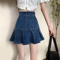 Lucyever Korean Style Women's Mini Denim Skirt Fashion High Waist A-Line Jean Skirts Woman 2025 Summer New Street Pleated Skirts - Image 4