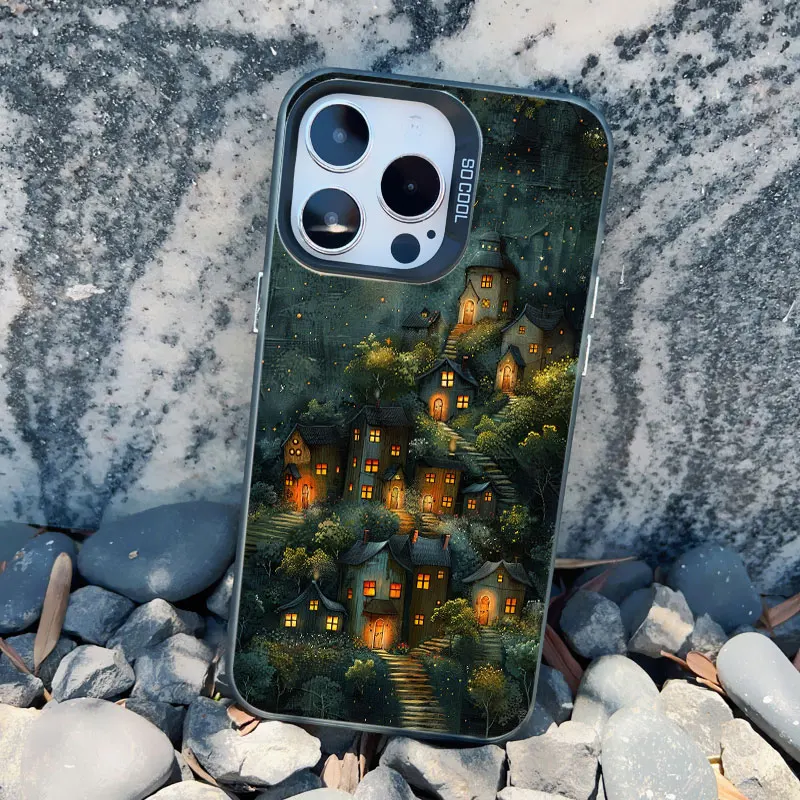 Waldnacht Sternenhimmel Baum Mond Handyhülle für iPhone 17 16 15 14 Pro Max Plus 13 Mini 12 11 Pro Max Stoßfeste Laser-Cover – Detail 9