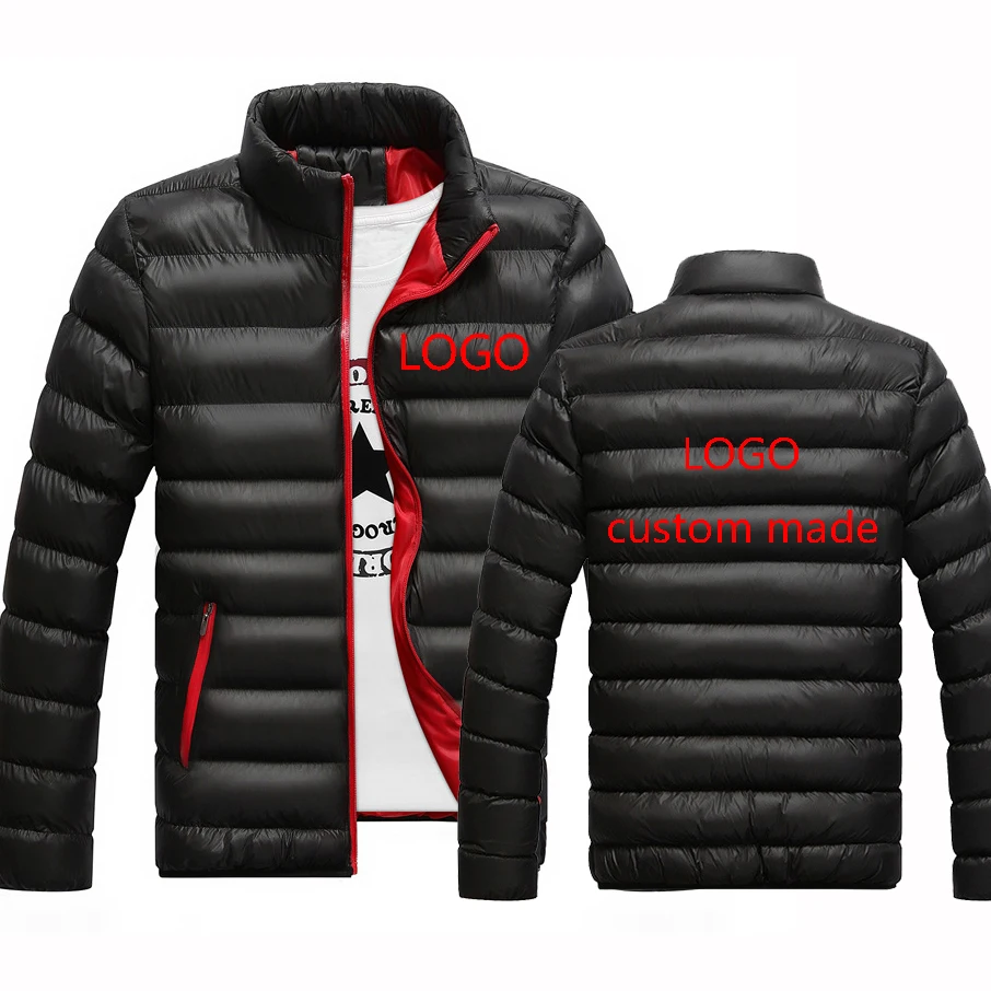 Осенне-зимнее 2023 Стеганое пальто с логотипом на заказ, Мужское пальто, модное четырехцветное стеганое уличное теплое Стеганое пальто с капюшоном