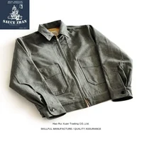 SauceZhan 1940 Safari Style Jacket Short Work Jacket VINTAGE 100% Cotton Men Jacket Solid  Mens Jackets Chamarras Para Hombre 2