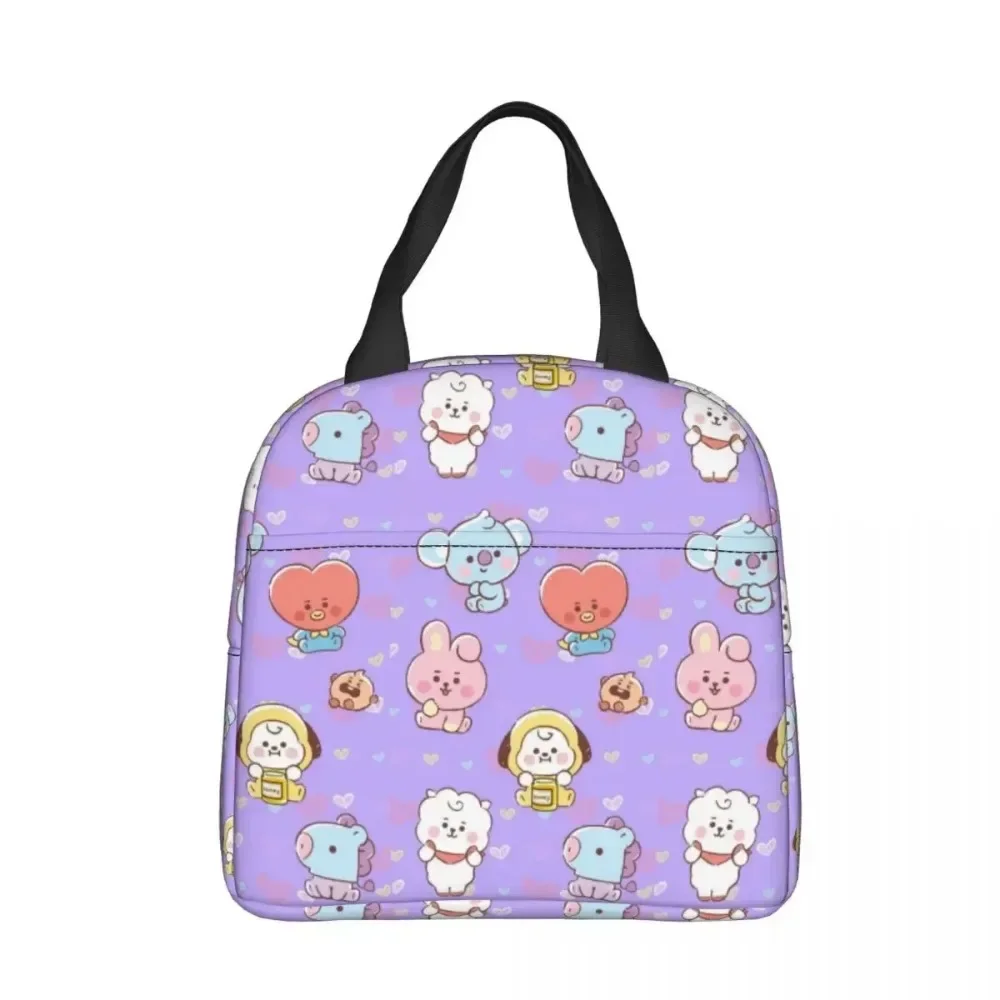 Kpop Cute Cartoon Insulated Lunch Bag Large Music Meal Container Cooler Bag Lunch Box Tote Office Travel Girl Boy