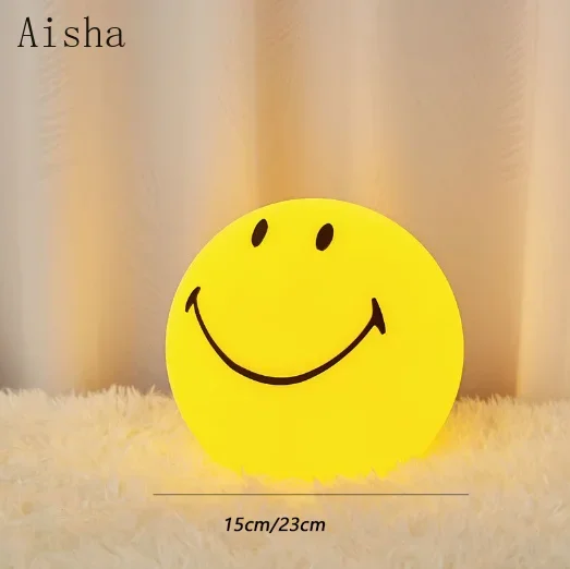 Outdoor Smiling Face Table Lamp Rechargeable Touchable Children's Bedroom Decorative Desk Lamp Landscape Yard Lawn Lighting 5