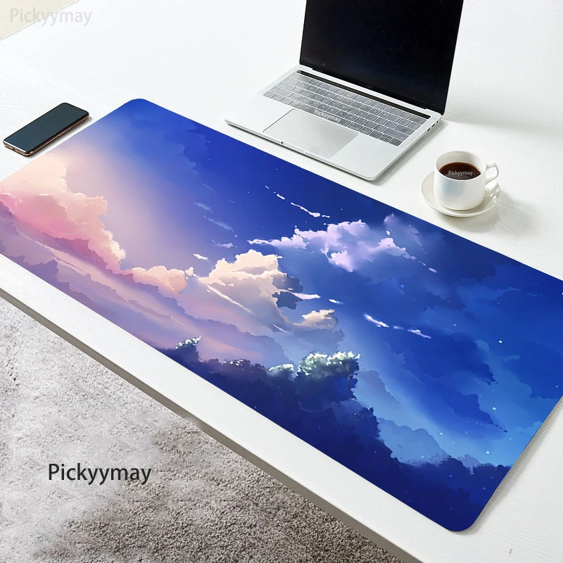 Céu Nuvens Mouse Pad Acessórios para Jogos Mause Anime Mesa Teclado Tapete Mausepad Gamer Computador Tapete de Borracha Escritório Azul Mousepad - Imagem 6