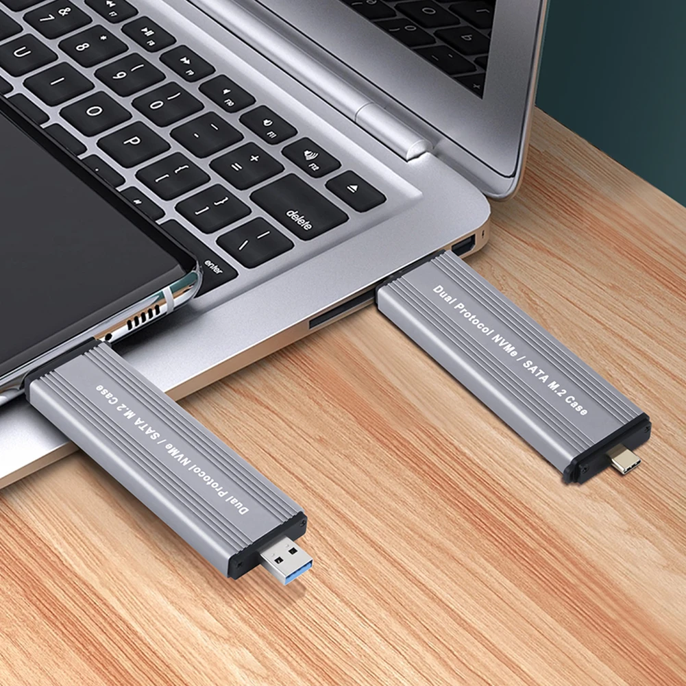 W306 SSD 인클로저 USB Type-C 듀얼 인터페이스 USB3.1 Gen2 SSD 케이스 플러그 앤 플레이 10Gbps M2 NVMe PCIe/M.2 SATA SSD용