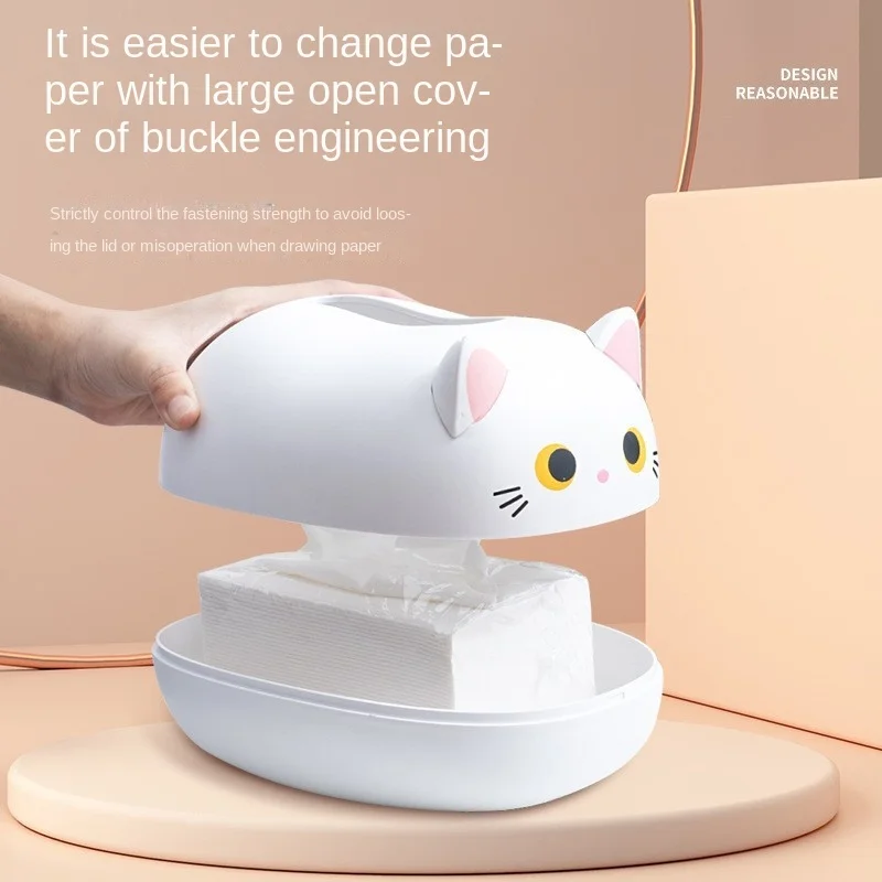 Tissue Box Toilet Paper Holder Kawaii Cat Kitchen Napkin Storage Wc Paper Container Desktop Nordic Style Home Decoration