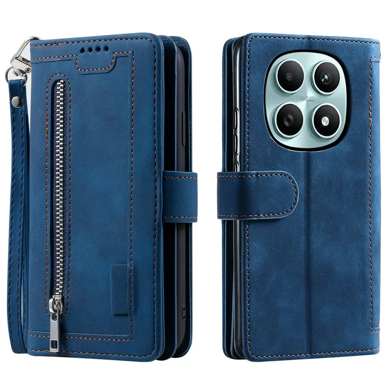 9-Card Zipper Wallet Leather Flip Case Cover