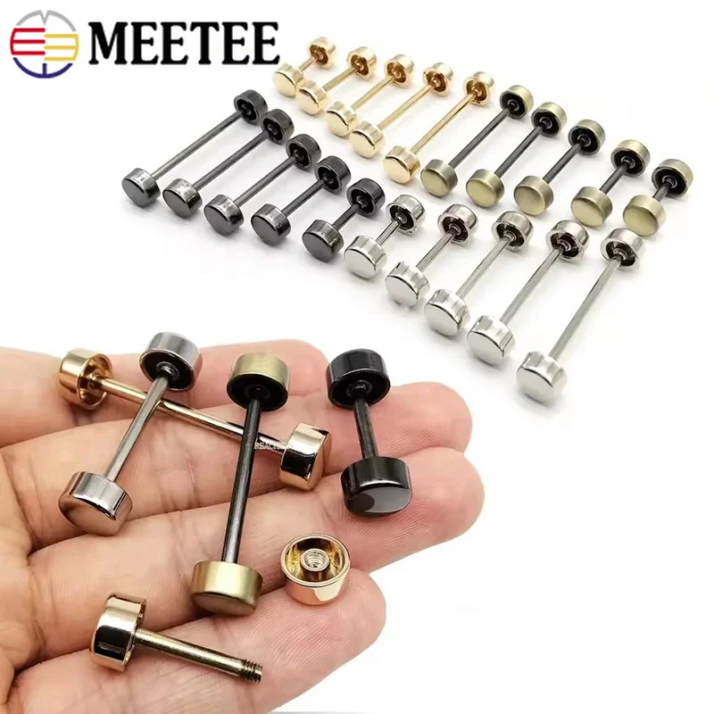 Set of 10 Metal Double Cap Screw Rivets for Leather Crafting and Repair